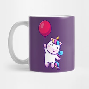 Cute unicorn floating with balloon Mug